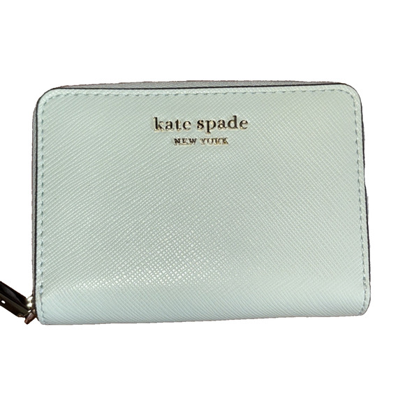 Kate Spade Cameron Street Lainie Wallet Misty Mint Saffiano Leather Zip Around - Picture 1 of 10